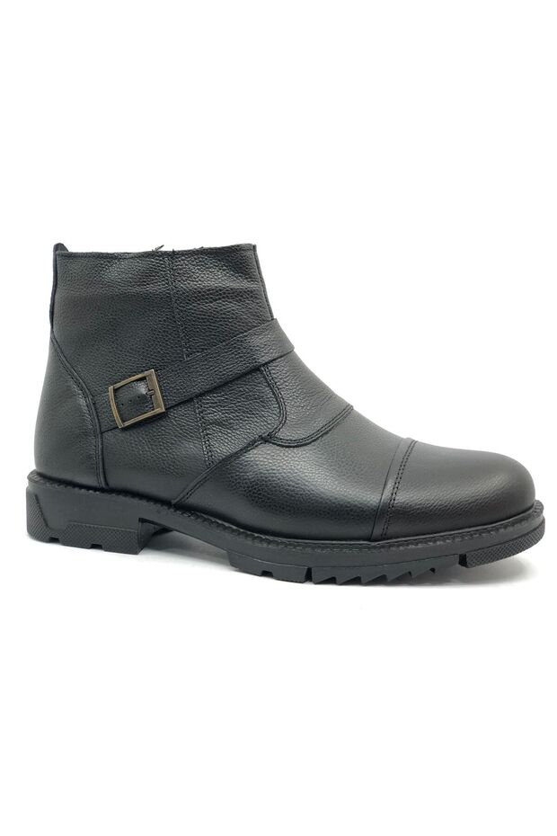 100% Genuine Leather Winter Men's Boots with Fur Inside Black