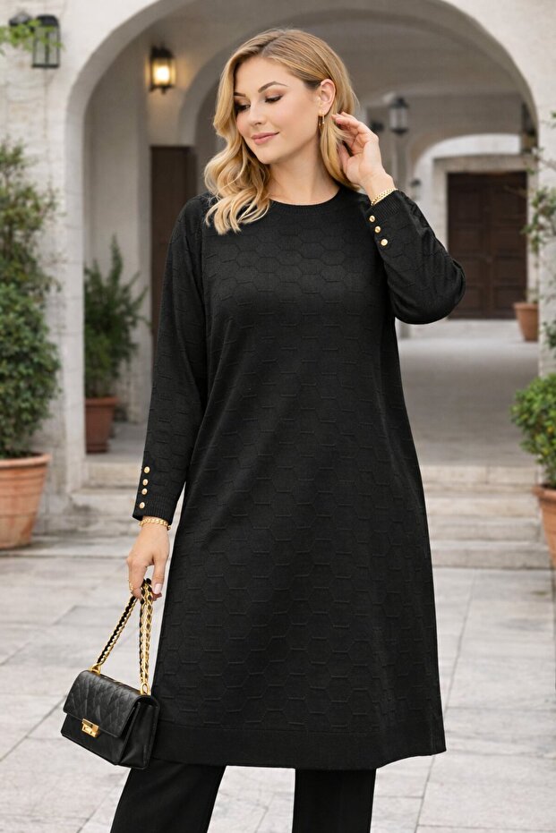 Women's Transitional Honeycomb Pattern Long Plus Size Knitwear Sweater