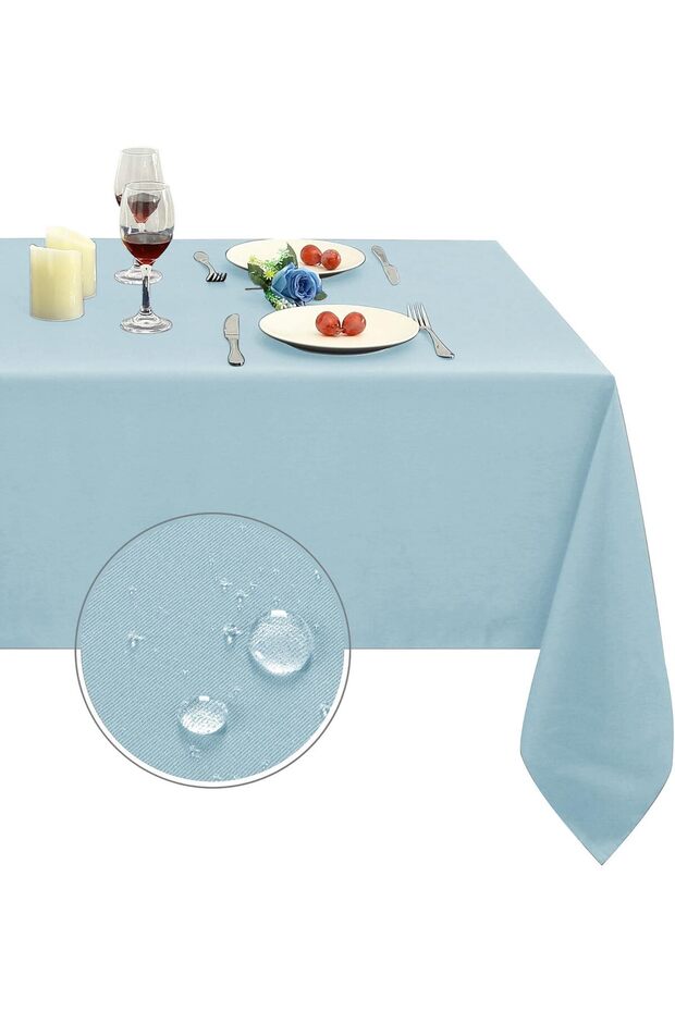 Stain and Liquid Resistant Carefree Linen Tablecloth 140X180Cm