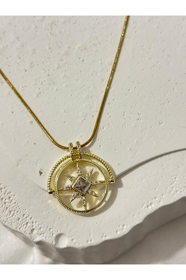 Gold Pusula Model Kolye - 2