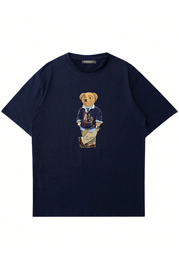 تيشيرت Teddy Dady مطبوع للجنسين، بياقة دائرية، قصة واسعة / فضفاضة