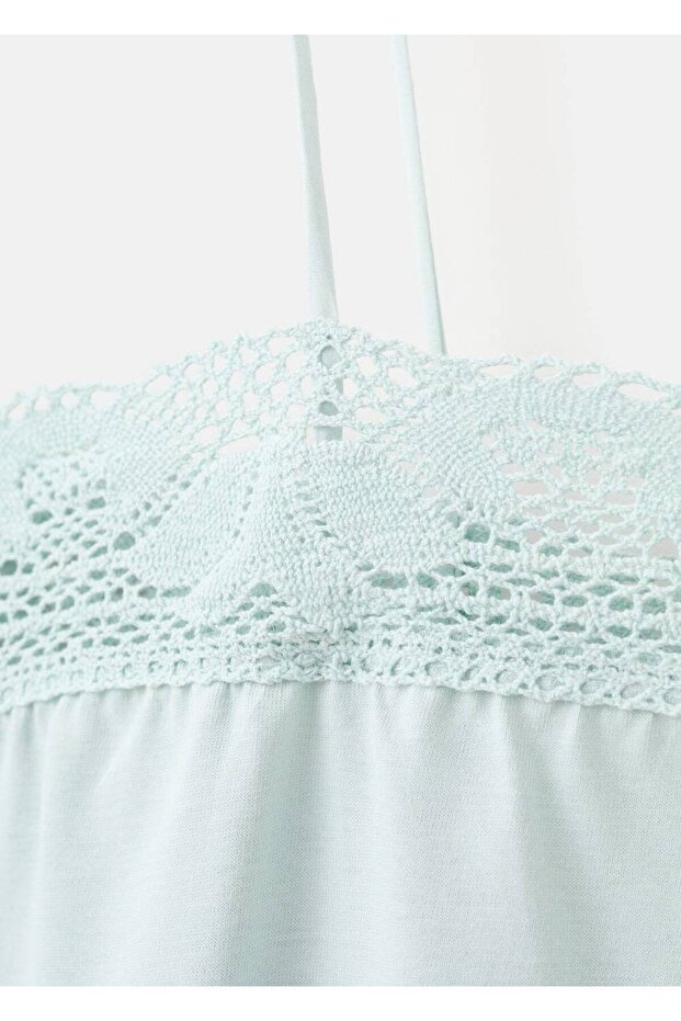 Pamuklu dantel detaylı gecelik - 6