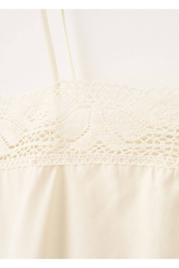 Pamuklu dantel detaylı gecelik - 6