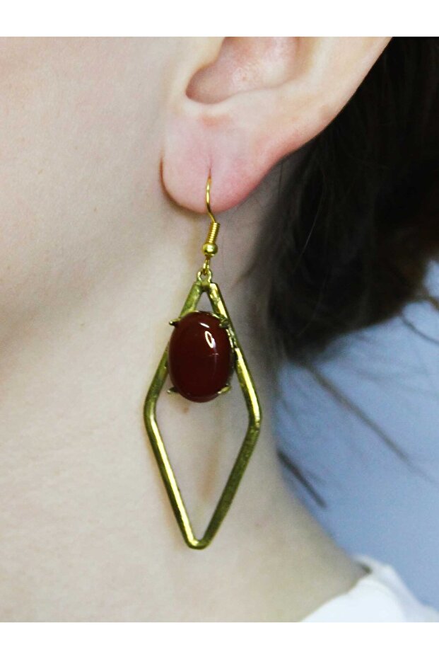 Natural Stone Agate Natural Stone Women's Earrings Euku34A