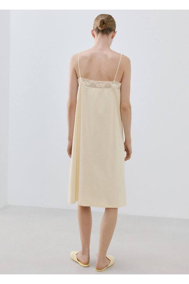 Pamuklu dantel detaylı gecelik - 4