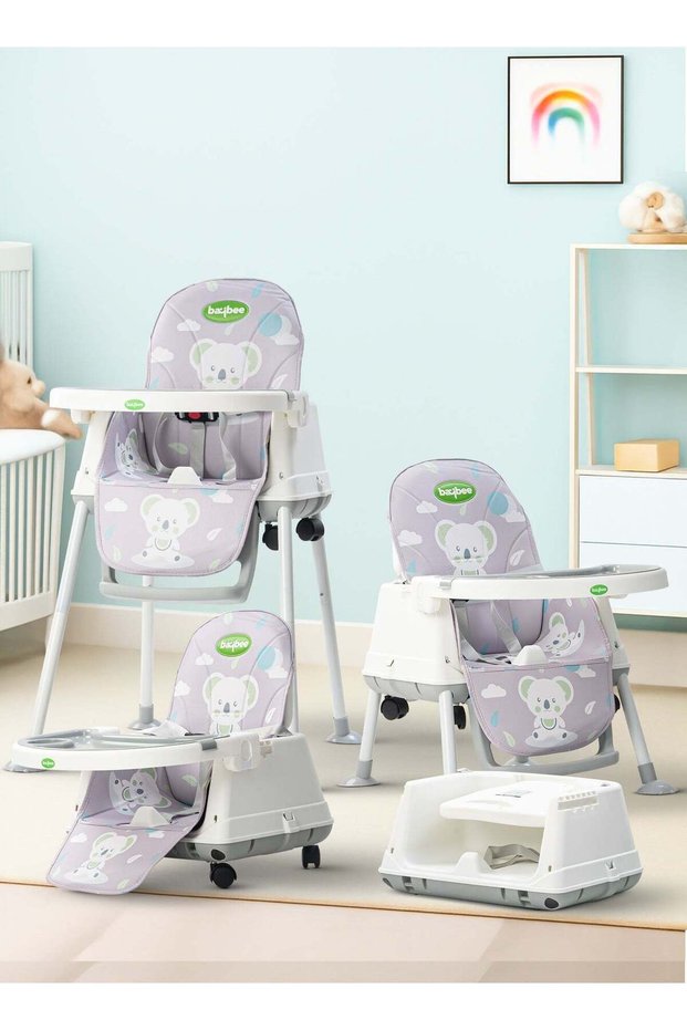 Convertible Baby high chair with tray, wheels, safety belt, adjustable height & footrest for kids