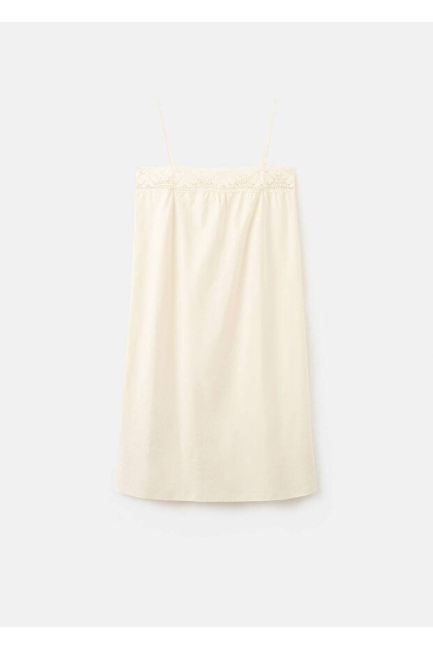 Pamuklu dantel detaylı gecelik - 3