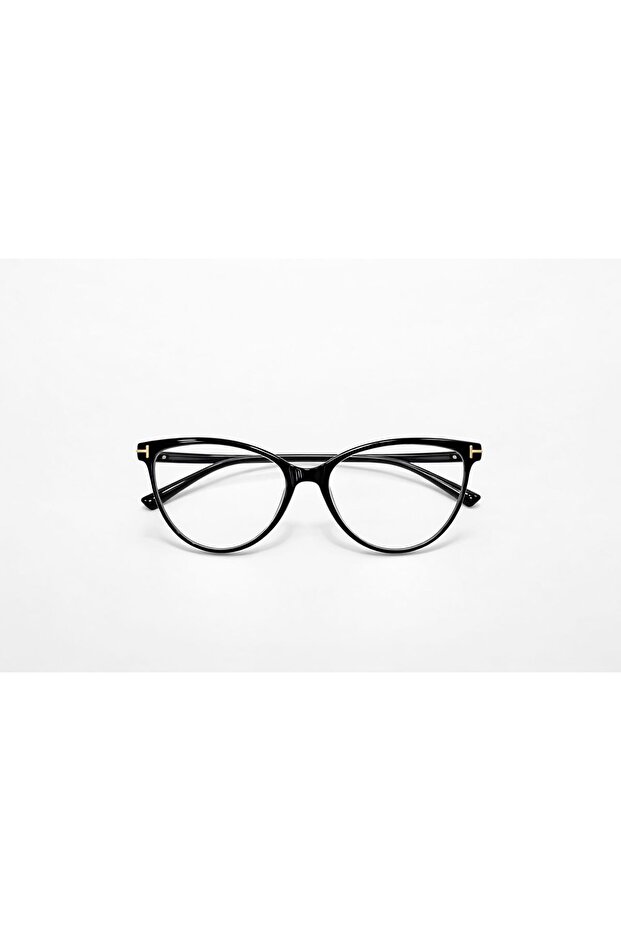 Lunè Black Cat Eye Blue Block Glasses with Metal Accessories and Blue Light Protection (Medium - Large Size)