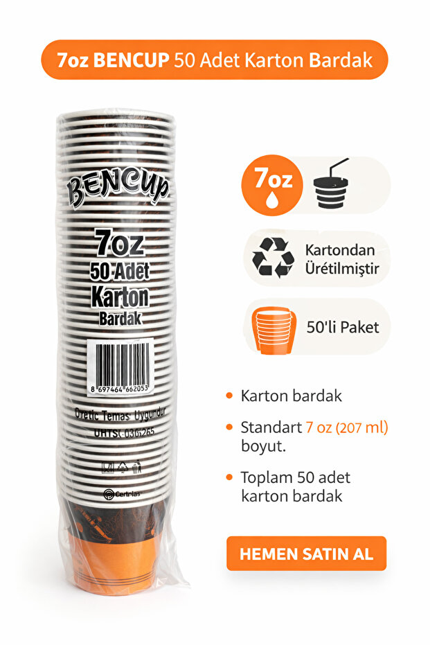 Karton Bardak - 7oz (50 adt) - 1