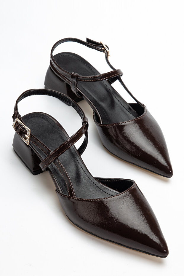 Women's Brown Kilasik Heels 3 cm Heel Pointed Toe