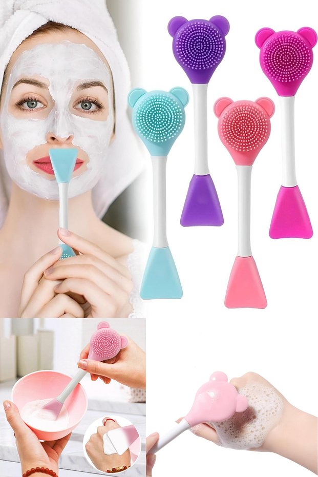 Skin Care Brush and Mask Spatula Silicone Facial Cleansing Mask Applying Cream Exfoliating Application