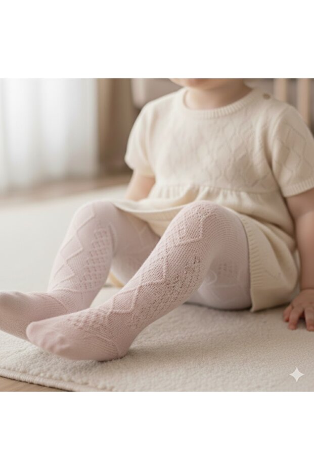 Baby Girl Pantyhose Baklava Pattern Solid Color Self-Painting 0-36 Months