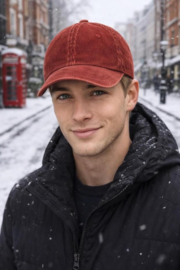 Tile Velvet Corded Fabric Men's Cap Hat