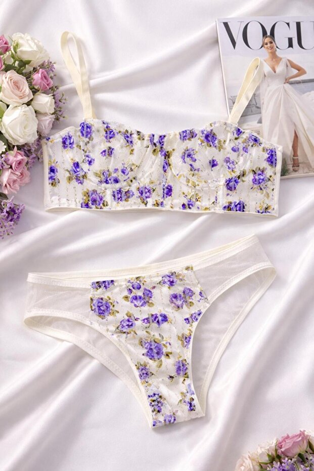 Floral Pattern Lace Bra Panty Set – Stylish and Comfortable Underwear