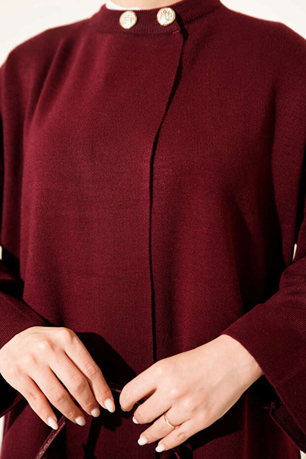 Çift Düğmeli Triko Panço - 4