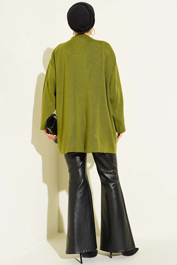 Çift Düğmeli Triko Panço - 3