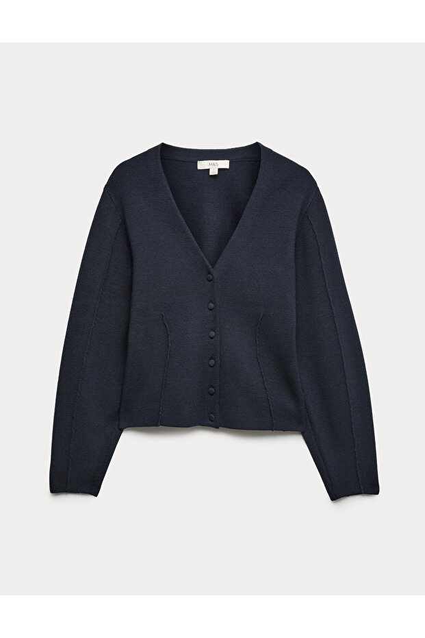 V-Yaka Düğmeli Hırka - 2