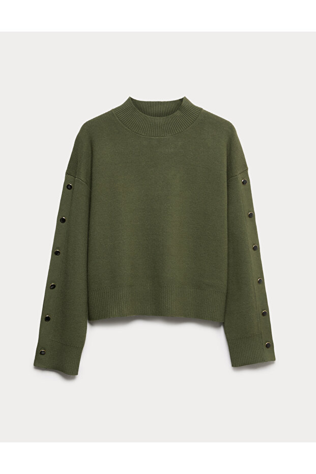 Soft Touch Düğme Detaylı Triko - 2