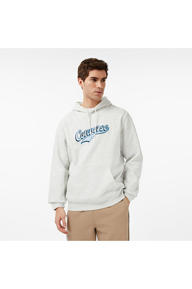 Script Pullover Hoodie Erkek Gri Sweatshirt - 1
