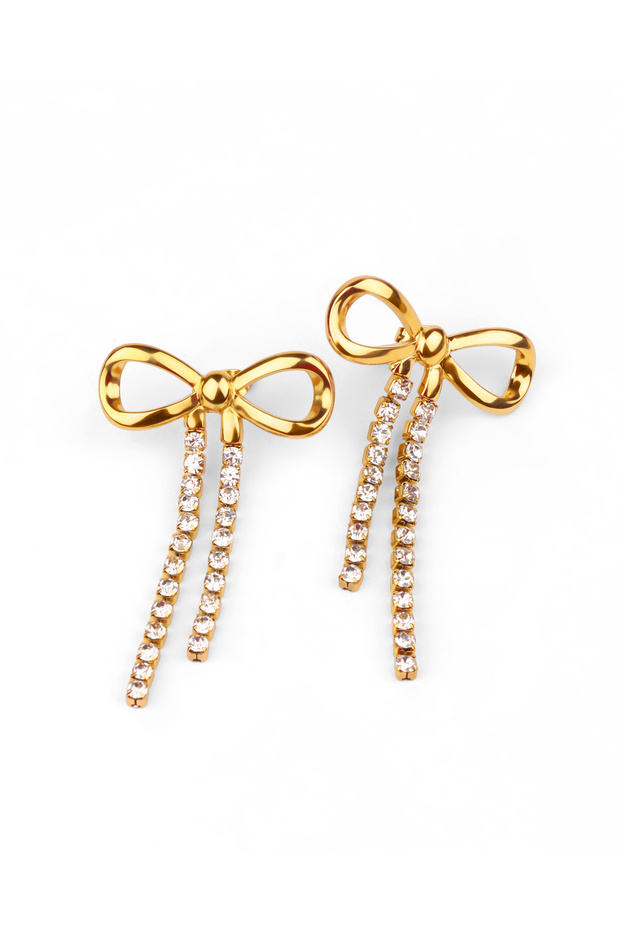 Bow Zircon Dangle Earrings