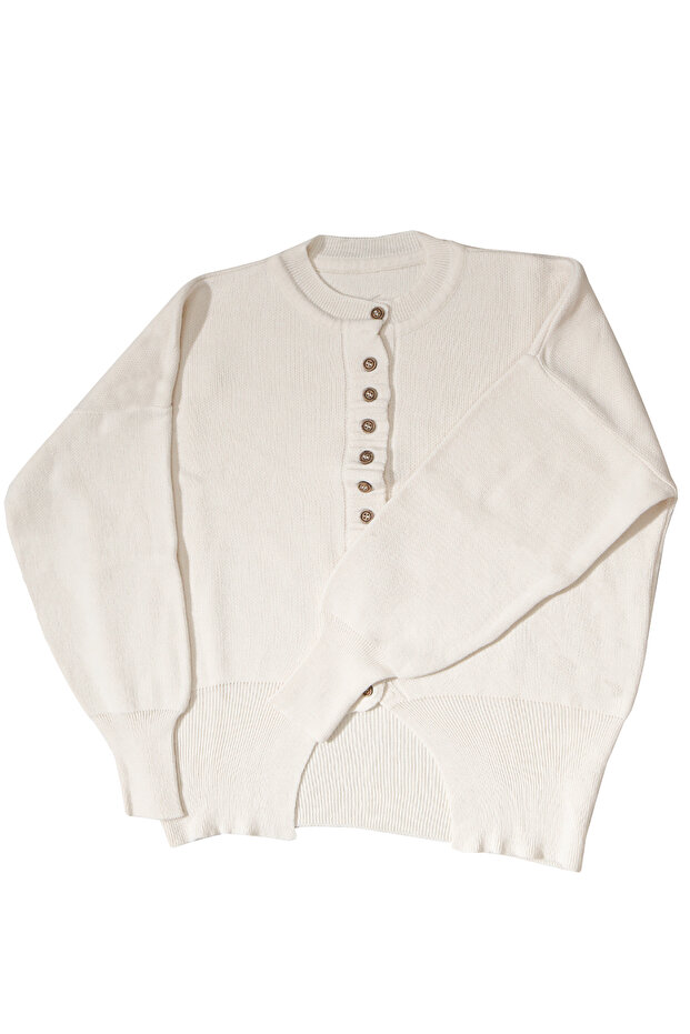 Stil Modern Women's Beige Color Standard Sleeve Crew Neck Soft Textured Wide Fit Basic Knitwear Cardigan