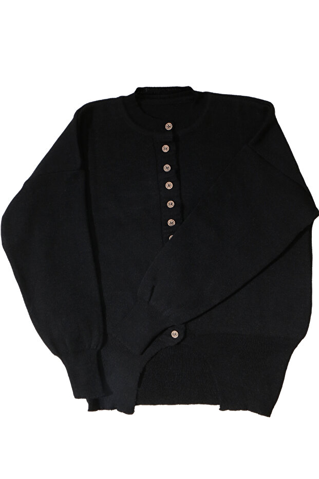 Stil Modern Women's Black Color Soft Textured Wide Fit Basic Knitwear Cardigan