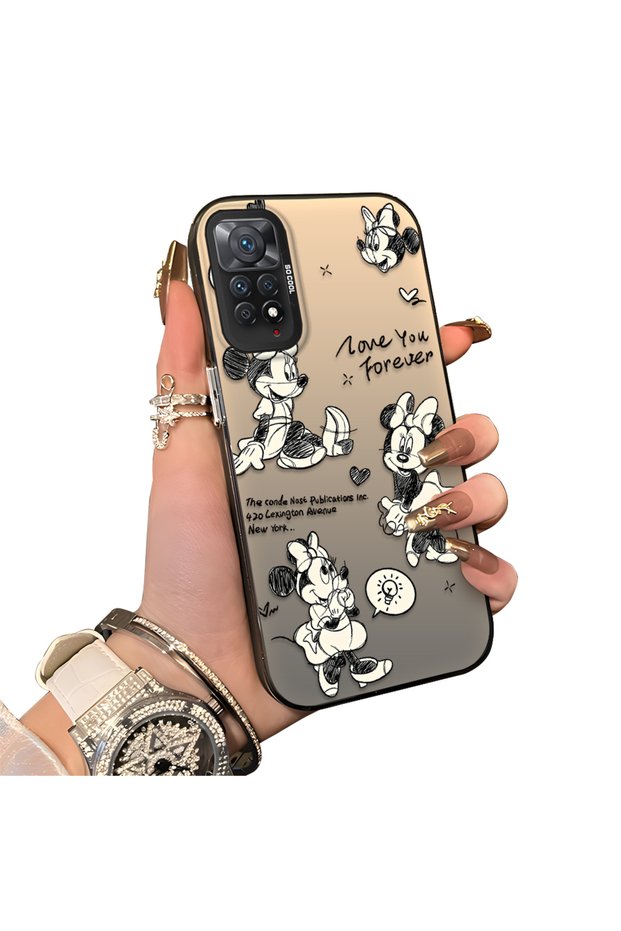 Xiaomi Redmi Note 12 Pro 4g Compatible Silicone Edge Hard Back Anti-Fall Case Mickey Mouse