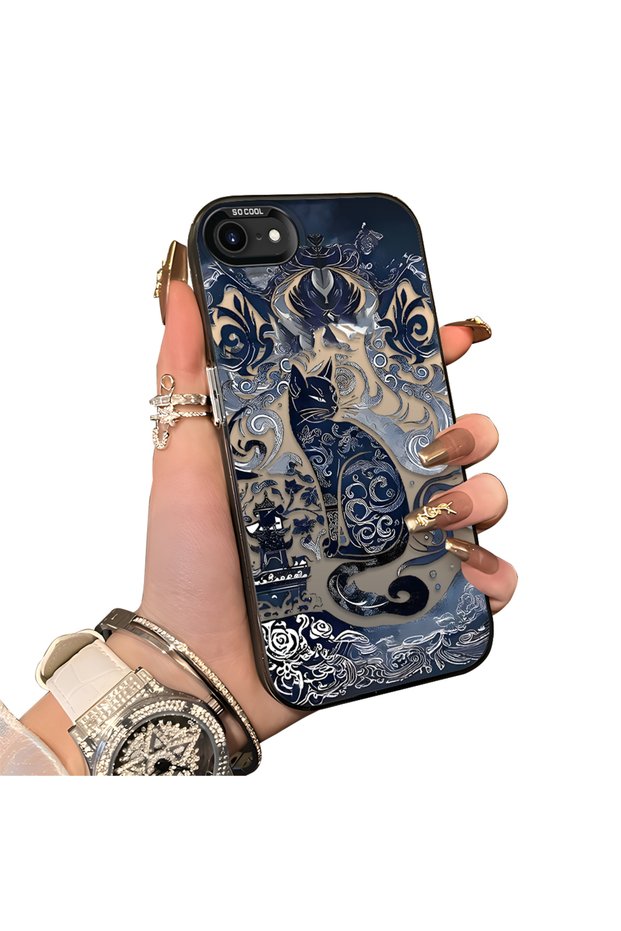 iPhone 7/8/Se 2020 2022 Compatible Silicone Edge Hard Back Anti-Fall Case Classic Pattern