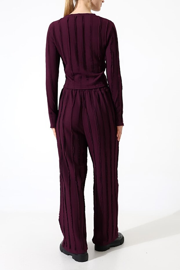 طقم ملابس بياقة دائرية مكشكشة ورباط مطاطي - بنطلون برباط مطاطي - 8