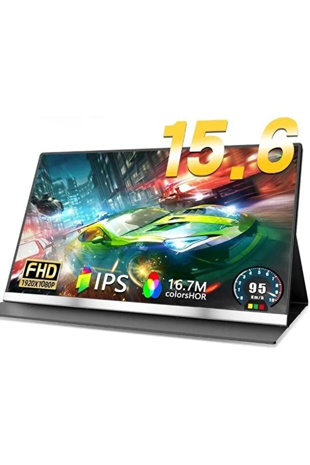 15.6 Inch Portable Monitor, 1080P Full HD Display, Ultra-Slim USB-C & Mini HDMI External Monit