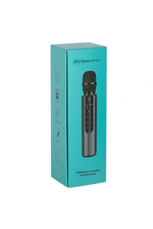 Microfon karaoke wireless Bluetooth, auriu - 2
