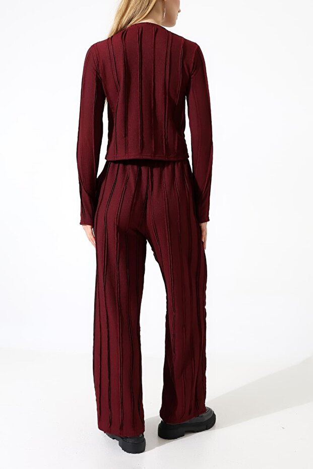 طقم ملابس بياقة دائرية مكشكشة ورباط مطاطي - بنطلون برباط مطاطي - 8