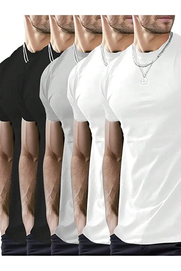 5 Pieces Advantage Package Circular Neck T-Shirt
