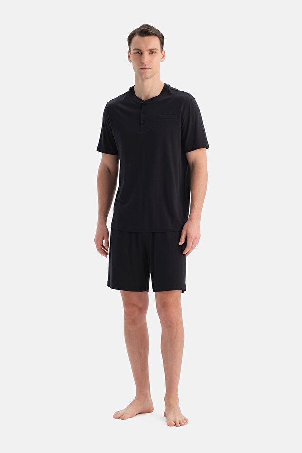 طقم أسود بأكمام قصيرة من ثلاث قطع - 7