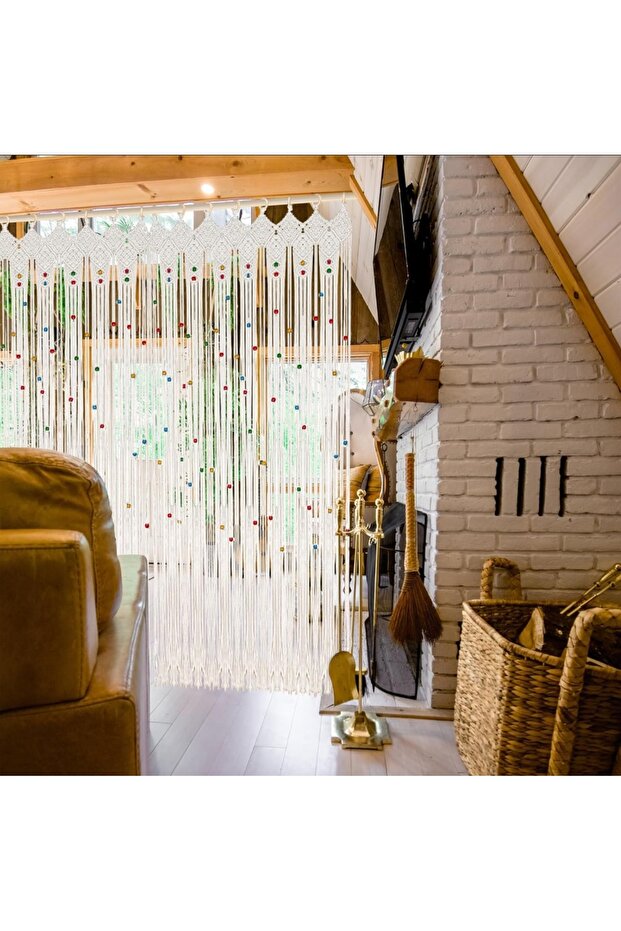 MAKROME PERDE KAPI PERDESİ MUTFAK PERDESİ BONCUKLU PERDE - 2