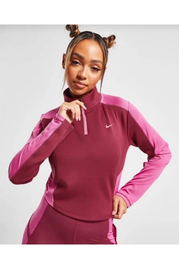 قميص تدريب نسائي بأكمام طويلة وسحاب 1/4 من Dri-FIT