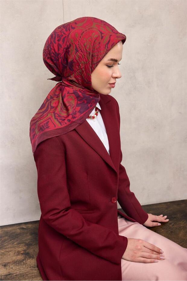 Viscose Velora Scarf Four Seasons Antique Pattern Plum 90X90