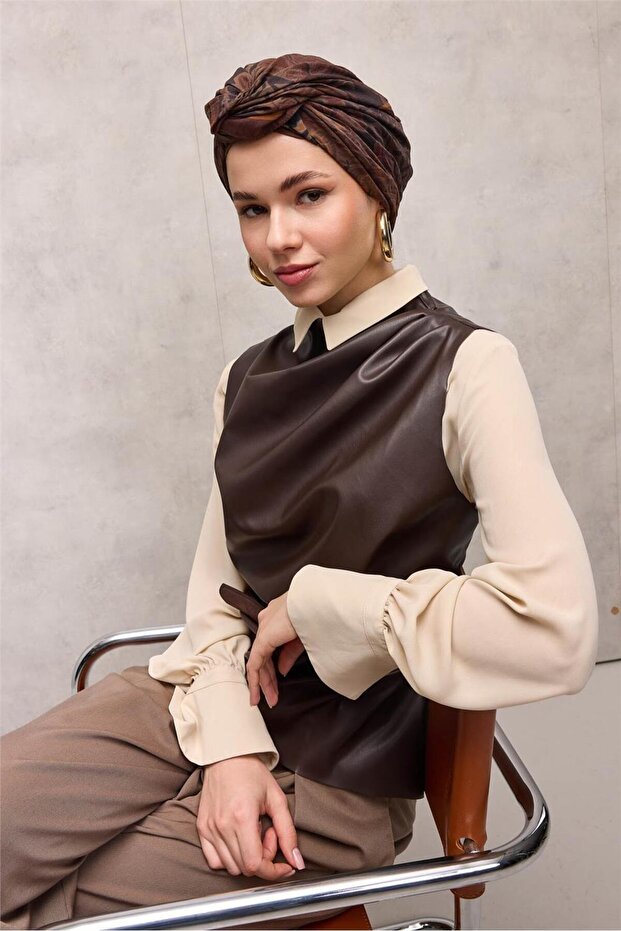 Viskose Velora Scarf Chocolate Brown Antique Patterned Tok Toksuri 90X90