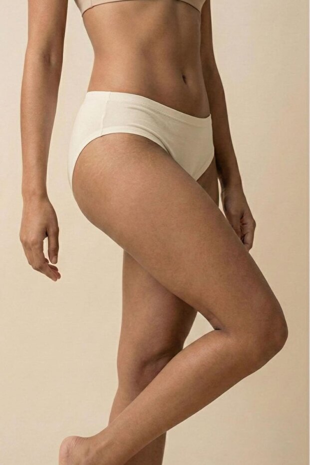 Ecru Women's Bamboo Slip Panties - Stretchy and Soft Textured Breathable Basic Underwear