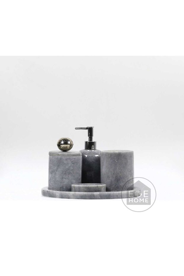 Decorative Gray Marble Bathroom Set 5 Piece Silver Disco Ball Design Set Marble Bathroom Set