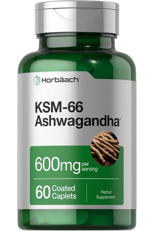 KSM-66 Ashwagandha 600mg | with L-Theanine | 60 Coated Caplets | Vegan, Non-GMO, Gluten Fr