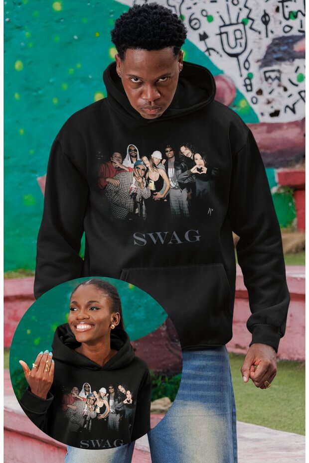 Unisex Swag Printed Hooded Sweatshirt, Oversized Justin Bieber Themed Hoodie