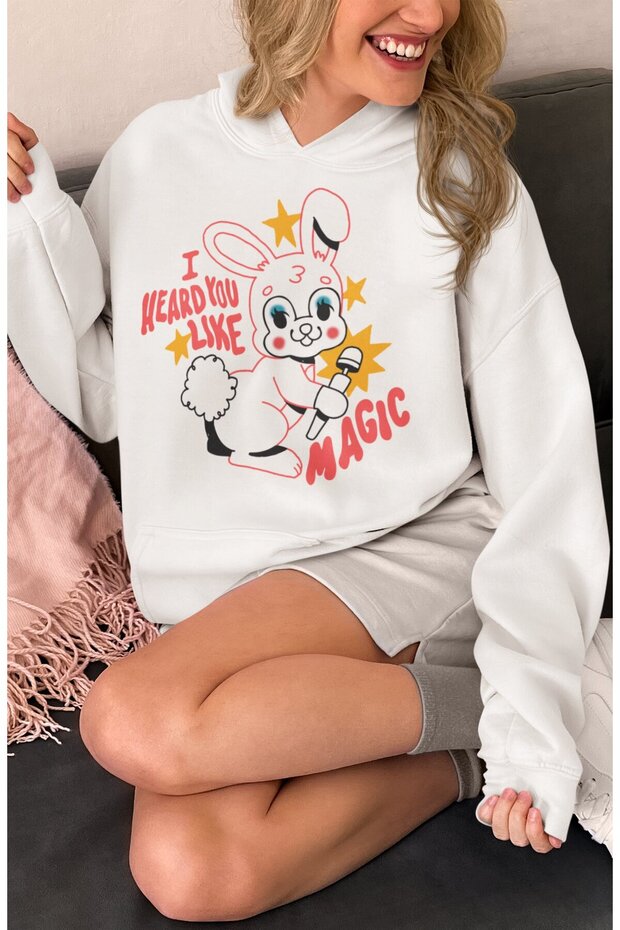 Unisex I Heard You Like Magic Printed Hooded Sweatshirt, Oversized Chappell Roan Themed Hoodie