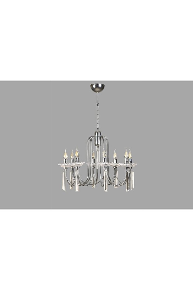 KONTES SEKİZLİ RUSTİK AVİZE, KROM - 2