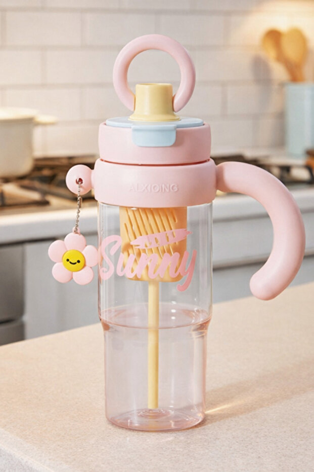 Portosino Bpa-Free Easy-To-Carry Detox Water Bottle with Compartments 1200ml (1.2L) Pink
