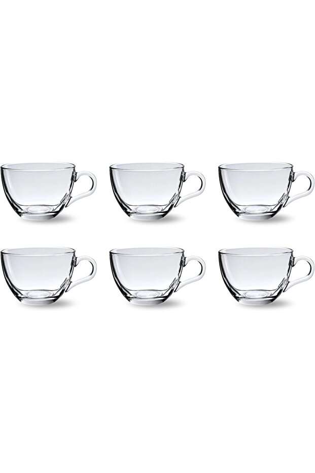 Glass Tea Mug 6PCS Set – Coffee & Tea Cups, Crystal Clear, Durable, Heat-Resistant (190ML
