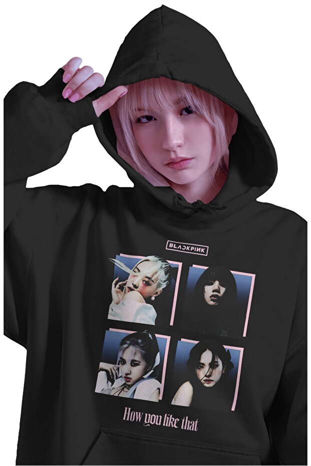 Unisex How You Like That Printed Hooded Sweatshirt, Oversized Blackpink Kpop Themed Hoodie