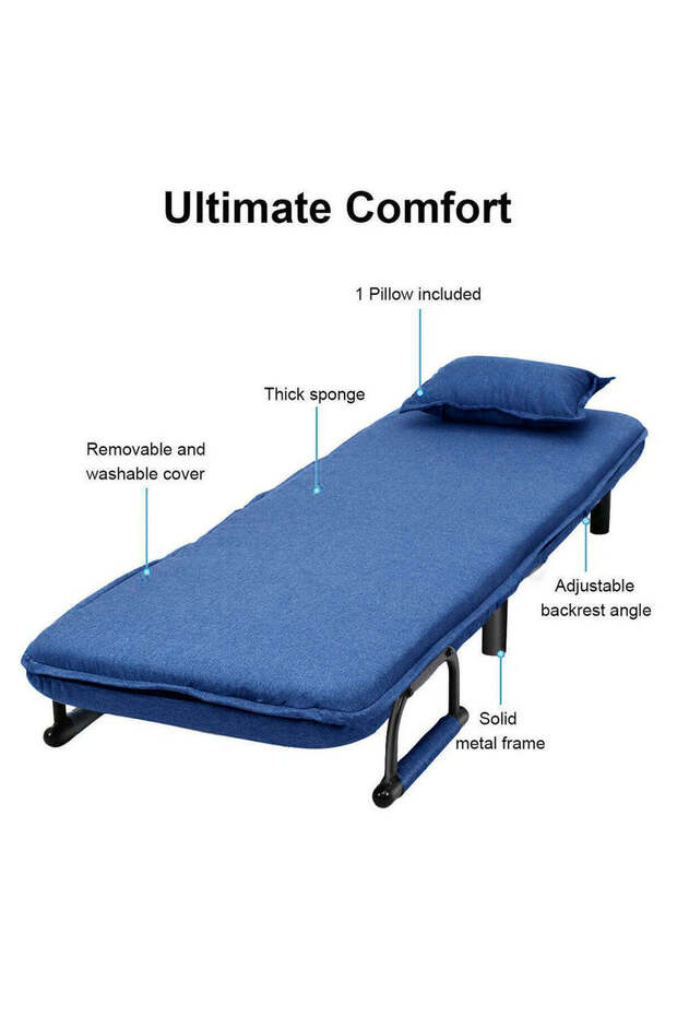 أريكة سرير قابلة للتحويل باللون الأزرق الداكن - 7