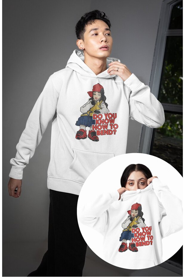 Unisex Do You Now How to Bend Written Hooded Sweatshirt, Oversized Billie Eilish Themed Hoodie