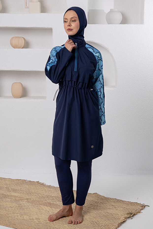Khole Parachute Stretch Fabric Long Sleeve Hijab Swimsuit 1406